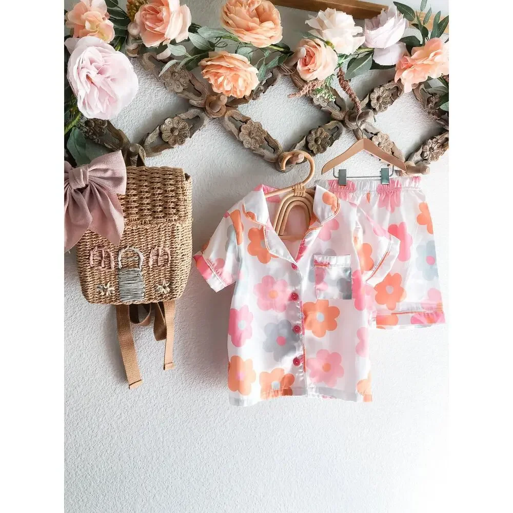 Sweetest Dreams Blooming Floral Silky Pajama Lounge Set 4T